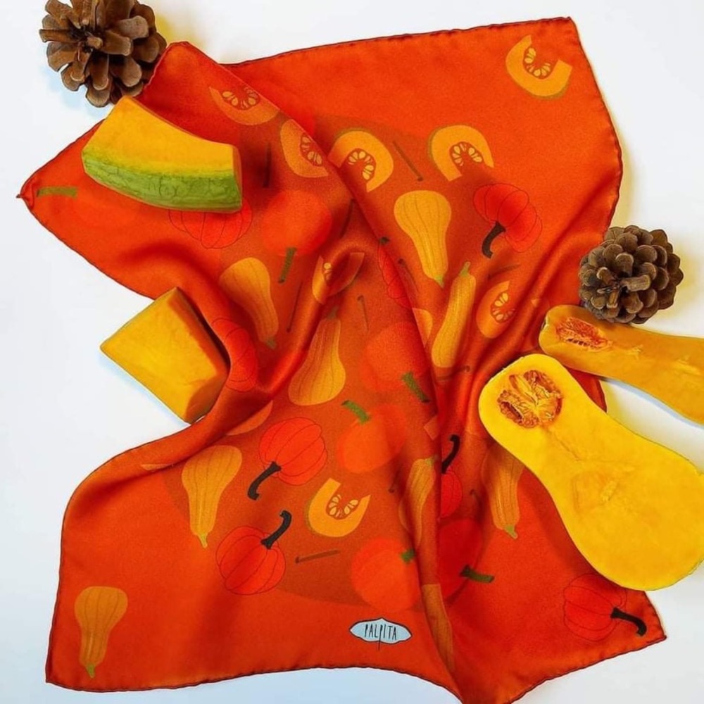 Hand Made Bursa 100% Silk Scarf Fall Autumn 16 x 16